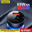 Baseus 65W Car Charger PD QC4.0 FAST Charge USB Type C Cigarette Lighter Adapter