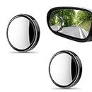 OBTANIM 2 Pack Blind Spot Car Mirror 2 Inch Angle Adjustable HD Glass Round Car Side Rear View Convex Mirror Accessories with Frame for Car SUV Trucks Motorcycles
