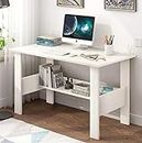 EKRON Engineered Wood (ST-004/White) Computer Desk with One Tier Shelves Laptop Study Table for Office Home Workstation Writing Modern Desk (90 x 50 x 77 cm)