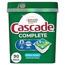 Cascade Dishwasher Detergent Pods, Complete Actionpacs Dishwasher Pods, Fresh Scent, 90 Count