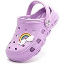 Kids Clogs Home Garden Slip On Water Shoes for Boys Girls Indoor Outdoor Beach Sandals Children Classic Slippers Purple, 1 Little Kid