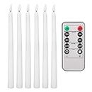Teynewer LED Flameless Taper Candles Flickering Set of 6 with 10-Key Remote, Battery Operated Electric LED 28cm Long Candle LED Warm 3D Wick Light Window Candles for Home Christmas Wedding Decor