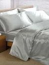 Silver Satin King Duvet Cover, Fitted Sheet and 4 Pillowcases Bedding by Charisma