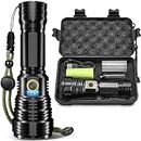 XHP70 LED Torch Rechargeable Flashlight with High Lumens, H HOME-MART Super Bright Torch, High Powered Handheld Torches, Powerful Handheld Tactical Flashlighst for Emergency Camping Hiking Gift