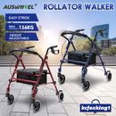 4 Wheel Rollator Walker with Seat for Seniors Walking Rolling Lightweight
