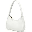 Loiral Shoulder Bags for Women, Cute Hobo Tote Leather Handbag Mini Clutch Purse with Zipper Closure, White