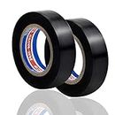 2 Pack PVC Insulation Tape, Electrical Tape, Waterproof Adhesive Gaffer Tape for Auto Vehicle Motorcycle Cables, 18mm × 25m/ 0.7inch × 82 Feet (Black)