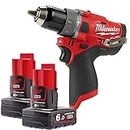 Milwaukee M12FPD 12V Fuel Percussion Combi Drill with 2 x 6.0Ah Batteries