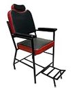 SOMRAJ Iron Barber Beauty Parlor Salon Cutting Chair Makeup Chair with Cushion seat Back Heavy Duty Chair, No Assembly Requires (Without Push Back System) Red Black