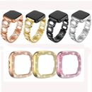 For Fitbit Versa 4 / Sense 2 Bling Metal Watch Band Strap With Bumper Case 