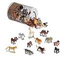 Terra by Battat - Tubo de criaturas salvajes, Juego de animales de 60 piezas, 12 miniaturas salvajes realistas, León, hipopótamo, tigre, oso y más, 3 años+