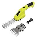 GIGAWATTS 2 in 1 Cordless Grass and Plant Cutter with 3.6V 1300mAh Rechargable Battery 1000 RPM Handheld Shear Hedge Trimmer Trees Branches Scissors Gardening Tools for Lawn & Garden