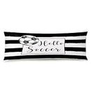 WSDESDEC Hello Scoccer Body Pillow Cover Two-Side Printed 20x54in Cotton Boho Body Pillow Protector Sports Fans Ball Player Lover Long Pillow Sham for Car Garden Bench