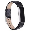 Tobfit Leather Bands Compatible for Fitbit Alta Bands and Fitbit Alta HR Bands (Black, 5.5''-8.1'')