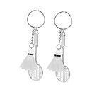 HANABASS 2pcs Badminton Keychain Keychains Backpack Pendants Metal Decor Sports Accessories Basketball Camping Decor Hangers to Decorate Sports Souvenirs Racket White Iron Fan