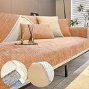 Chenille Sofa Covers, Simple Striped Chenille Anti-Scratch Couch Cover, Non Slip Sofa Covers for Dogs, Washable Furniture Protector Couch Cover for all Season (Orange,110 * 240 cm/46.3 * 94.5 in)
