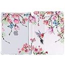iPad 5th/6th Generation, iPad Air 2 , iPad Air Hummingbird Case, iPad 9.7 Flower Case Tri-fold Protective Cover, Multi-Angle Viewing with Adjustable Stand Auto Wake / Sleep(Flowers Birds)
