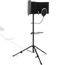 AKOZLIN Studio Recording Microphone Isolation Shield with Adjustable Tripod Stand,Pop Filter & High Density Absorbent Foam to Filter Vocal for Blue Yeti and Condenser Microphones