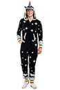 Tipsy Elves Halloween NIght Mare Costume Jumpsuit Dark Unicorn with Rainbow Horn, Mane, and Tail for Men Size Large