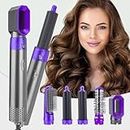 Lipzie Hot Air Brush, 5 in 1 Hair Dryer hot air Brush Styler, Detachable Hair Styler Electric Hair Dryer Brush Rotating for All Hairstyle (Violet color)
