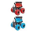 SR TOYS Friction Powered Thomas Train Pull Along Toy with Big Wheels 360 Degree Stunt car for Kids (Pack of 2)