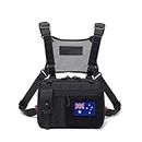 Tactical Admin Pouch with Laser Cutting Loop,Car EDC EMT Molle Pouches, Large Capacity Tactical Pouch, EDC Pouch Organizer Include Australia Flag (1 pcs Black with Harness)