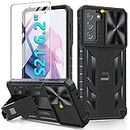 SOiOS for Samsung Galaxy S21-5G Case: Military Grade Drop Proof Protection Cover with Kickstand | Matte Textured Rugged Shockproof TPU | Protective Cell Phone Case for Samsung S21 - Black