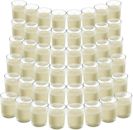 48 x Clear Glass Filled Votive Candles - Unscented 12 Hour Burn Time Wax Candles