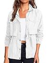 Onedreamer Womens Zip Up Military Safari Anorak Jackets Lightweight Cargo Utility Jackets Casual Spring Fall Jacket with Pockets (White,L)