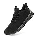 EGMPDA Men Running Sports Shoes Walking Gym Fashoin Sneakers Slip On Jogging Training Shoes Athletic Fitness Breathable Shoes Soft Comfortable Casual Lightweight Sneakers Black 44