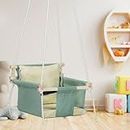 Patiofy Swing for Kids || Baby Swing Hanging Indoor Outdoor || Kids Swing || Suitable for 1 to 5 Years Babies & Kids || Cotton Rope Swing with Cushion (Sea Green)