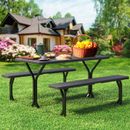 4.5ft Outdoor Picnic Table Bench Set Steel Frame Picnic Party Camp Dining Table
