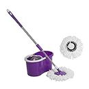 360°Easy Floor Mop Microfiber Spining Magic Spin Mop Bucket 2 Heads Rotating AU Delivery (Purple)