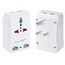 HI PLASST 3 Pin Multiplug Socket with USB Charger 10A Power Plug Converter // 2pin & 3pin Universal Travel Adapter with Dual USB Charging Port (3pin Multi-Plug)(White, Pack of 1)
