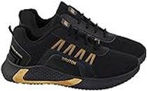 BRUTON Mens Shoes For Trendy Shoes | Casual Shoes | Sports Shoes | Running Shoes - Black-Gold, Size : 8