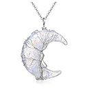 CrystalTears Opalite Crystal Necklace Tree of Life Wire Wrapped Moon Gemstone Pendant Resin Reiki Healing Quartz Crystal Stone Necklaces Jewelry for Women Gifts for Christmas, stone,resin