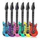 jojofuny Inflatable Guitar Toy 6Pcs Rock' N Roll Blow Up Electric Guitars Musical Toy for Kids Birthday Karaoke Party Supplies, 35Inch (Random Color)
