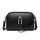 ketmart Small Crossbody Purse for Women Fashion Two zipper pocket Handbag with Colored Shoulder Strap(Color_Black)