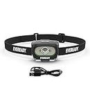Eveready Rechargeable LED Head Torch, Bright Headlamp, Water Resistant and Shatterproof, Ideal for Work and the Outdoors, USB Charging Cable Included