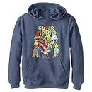 Fifth Sun Kids' Nintendo Super Mario Groupage Youth Pullover Hoodie, Navy Blue Heather, Small