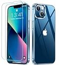 viavity for iPhone 13 Case Clear [Not Yellowing] with 2X Screen Protectors [Military Grade Drop Protection] Shockproof Slim iPhone 13 Phone Case 6.1 Inch