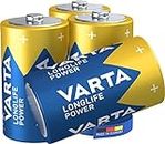 VARTA Batterien D Mono, 4 Stück, Longlife Power, Alkaline, 1,5V, ideal für Spielzeug, Funkmaus, Taschenlampen, Made in Germany