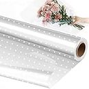 Cellophane Wrap Roll 40cm Wide by 30m Long, Food Safe Clear Plastic Wrapping Paper for Gift Baskets, Flowers, Arts & Crafts, Snacks and Treats (White Dot)