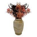 Primrue Preserved Decorative Mixed Floral Arrangement in Wooden Flower Vase Preserved in Brown/Indigo | 14 H x 7 W x 7 D in | Wayfair