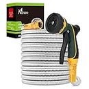 NGreen Stainless Steel Garden Hose - Flexible Metal Water Hose with Nozzle, Puncture, Rust Proof and Corrosion Resistant, Never Kink and High Pressure, Collapsible and Easy to Store (75FT)