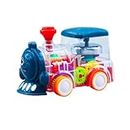 VGRASSP Push and Go Transparent Gear Train Engine Toy with 3D Flashing Lights, Battery Operated Smiley face Toy for Kids - Color As Per Stock