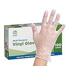 [100 Pack - Large] Clear Powder Free Vinyl Disposable Gloves