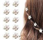 RedChimes Korean Style Small Pearl Hair Claw Clips Mini Pearl Claw Clips with Flower Design, Sweet Artificial Bangs Clips Decorative Hair Accessories for Women's Girls Pack of 10 Pcs