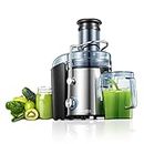 Juicer Machines, FOHERE 800W Juicer Whole Fruit and Vegetables, Quick Juicing Easy to Clean, 75MM Large Feed Chute, Dual Speed Setting and Non-Slip Feet, Silver