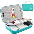 Hard Electronic Organizer Travel Case Electronics Accessories Cable Gadget Wire Storage Bag Double Layer Shockproof Box for Charger, Cord, Flash Drive, Apple Pencil, Power Bank, Turquoise